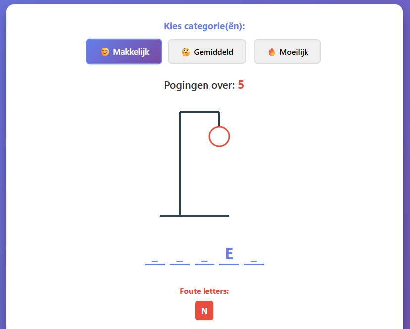 Galgje game - klassiek Nederlands woordraadspel