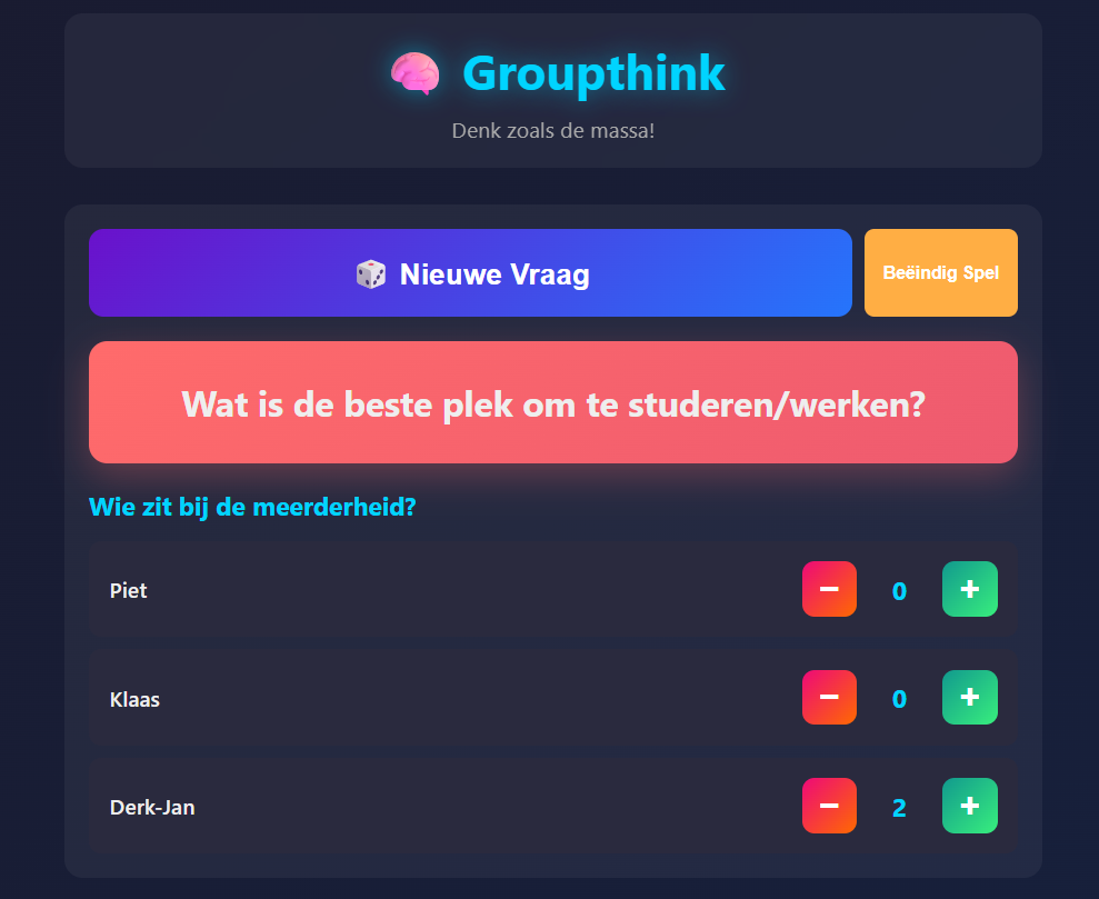 Groupthink game - denk hetzelfde als je team